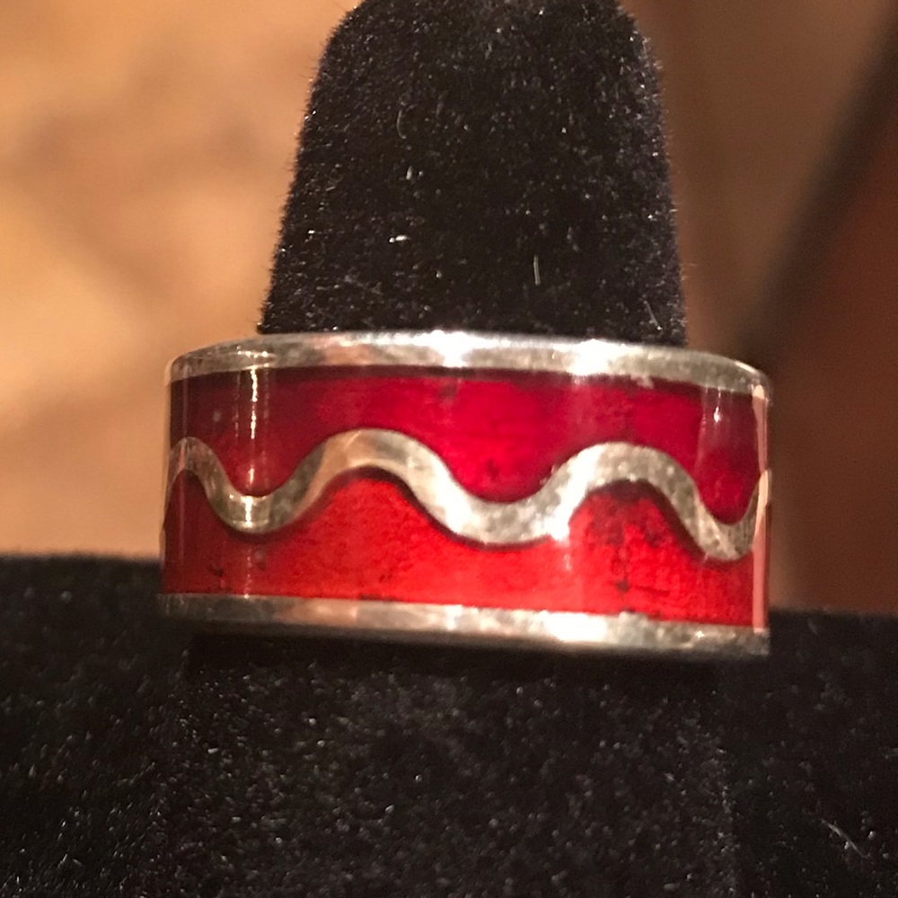 950 Sterling Silver Band Statement Ring Size 6